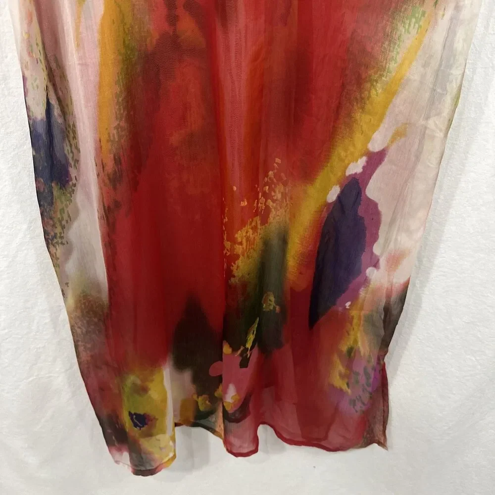 Michael Stars Sheer Colorful Kaftan Kimono Beach Swim Cover-up Womens Sz O/S